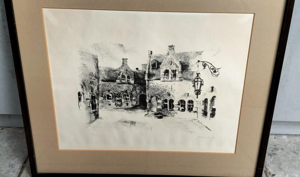 Litho, Tekening,Jan Mensinga.41X32 zonder lijst gemeten, Ophalen of Verzenden
