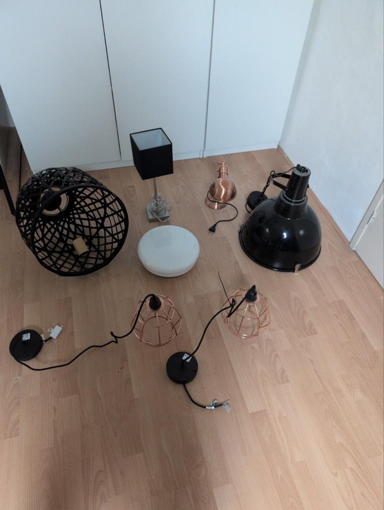 Diverse lampen, hanglamp, plafondlamp en bureaulamp, Ophalen
