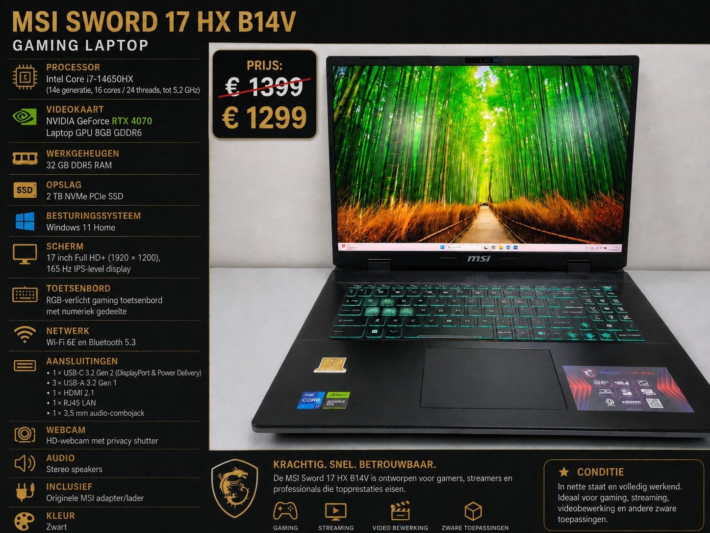 MSI Sword 17 HX B14V & Acer Swift X Laptops, Computers en Software, Windows Laptops, MSI, Acer, Met videokaart, 32 GB, 2 TB SSD, 512 GB SSD