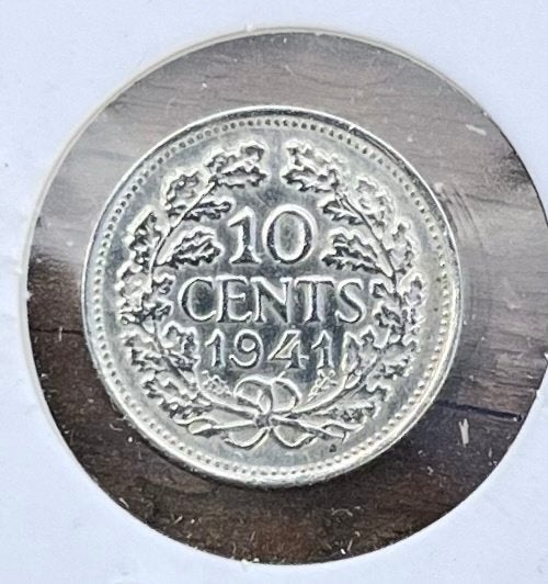 ZILVEREN DUBBELTJE (10cent) WILHELMINA 1941., Postzegels en Munten, Munten | Nederland, Zilver, Ophalen of Verzenden, 10 cent