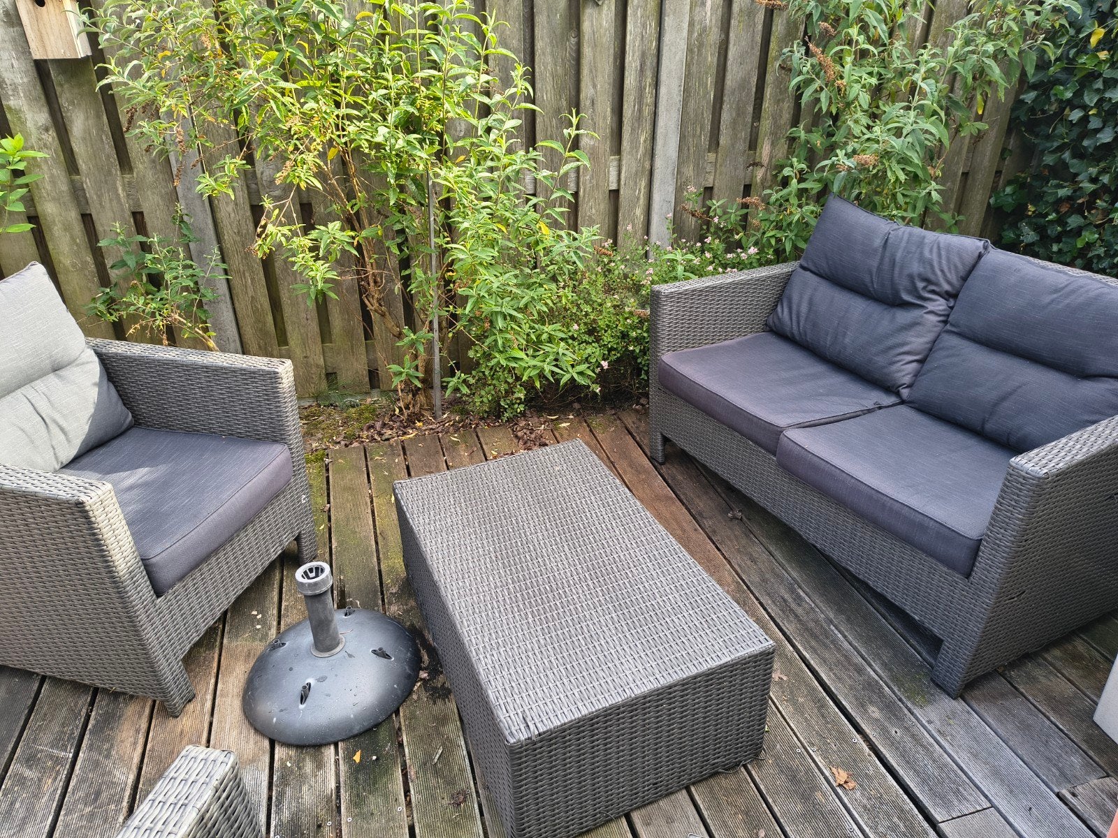 Mooie wicker loungeset met bank, lage tafel, 2 stoelen, Tuin en Terras, Tuinsets en Loungesets, Ophalen, 4 zitplaatsen, Loungeset