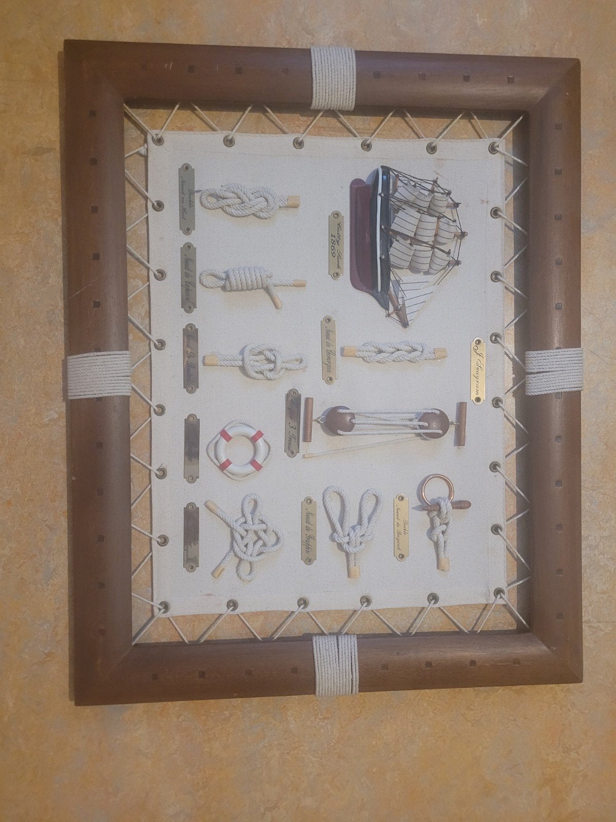 Decoratief Zeemansknopen en Zeilschip Wanddecoratie, Ophalen of Verzenden, Zo goed als nieuw, Zeilboot, Gebruiksvoorwerp