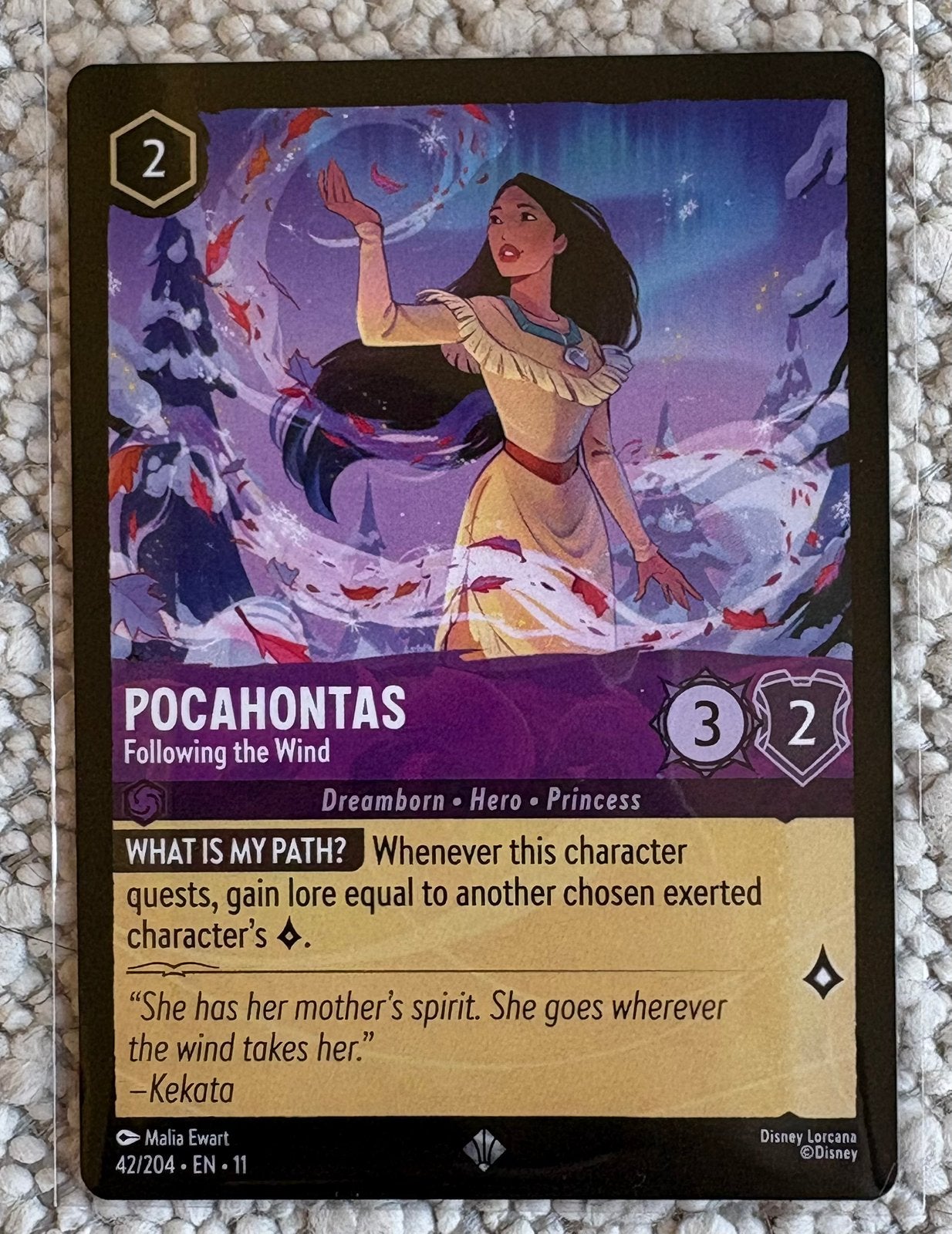 Lorcana Winterspell Super Rare: Pocahontas [42/204], Ophalen of Verzenden, Nieuw, Losse kaart