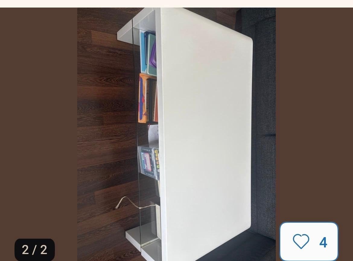 Witte salontafel met glazen planken, Huis en Inrichting, Ophalen, Overige materialen, 150 discs of meer, Zo goed als nieuw