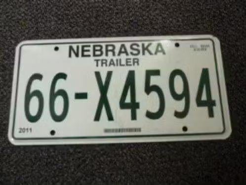 Kentekenplaat licenseplate Nebraska Trailer 1 USA, Verzamelen, Automerken, Motoren en Formule 1, Gebruikt, Auto's, Verzenden