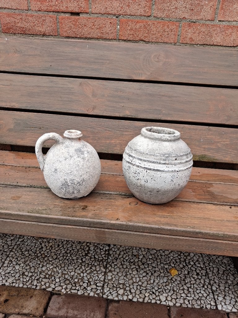 2 leuke kleine bloemenvaasjes /potjes, Huis en Inrichting, Ophalen, Wit, Matte afwerking, 15 cm