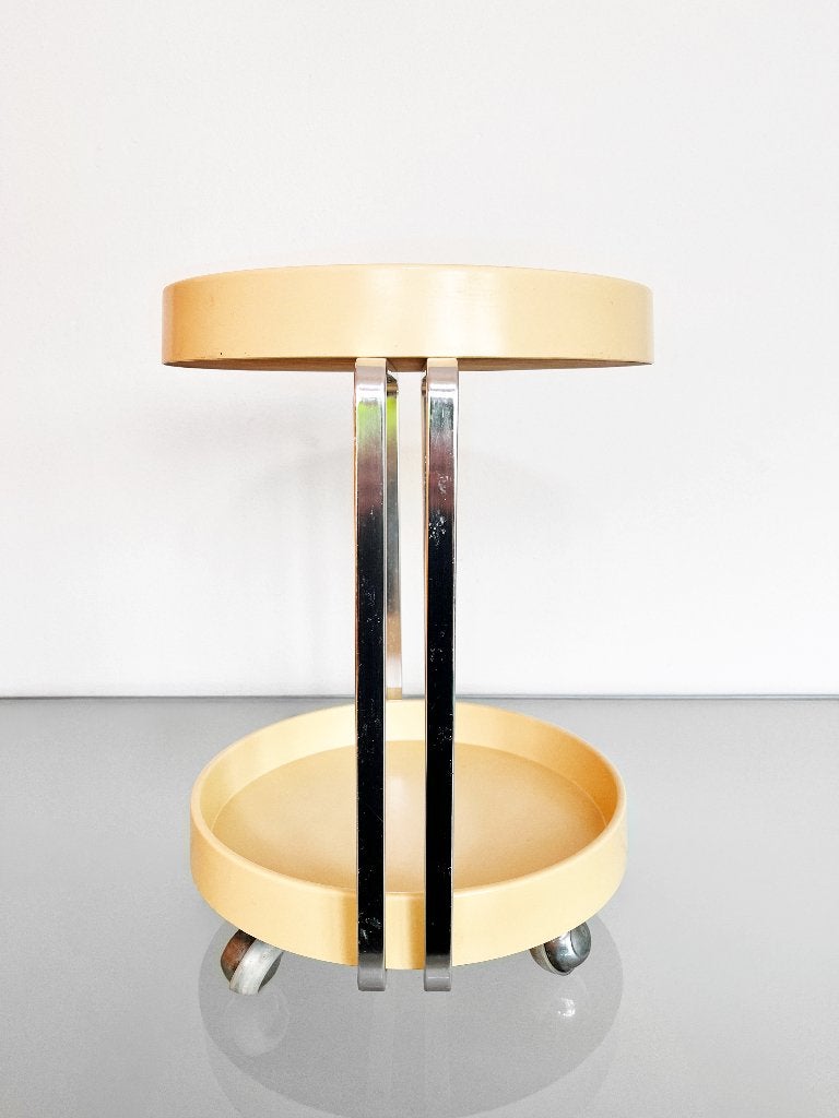 Vintage 70s space age serveerwagen, Gebruikt, Rond, Ophalen, 45 tot 60 cm