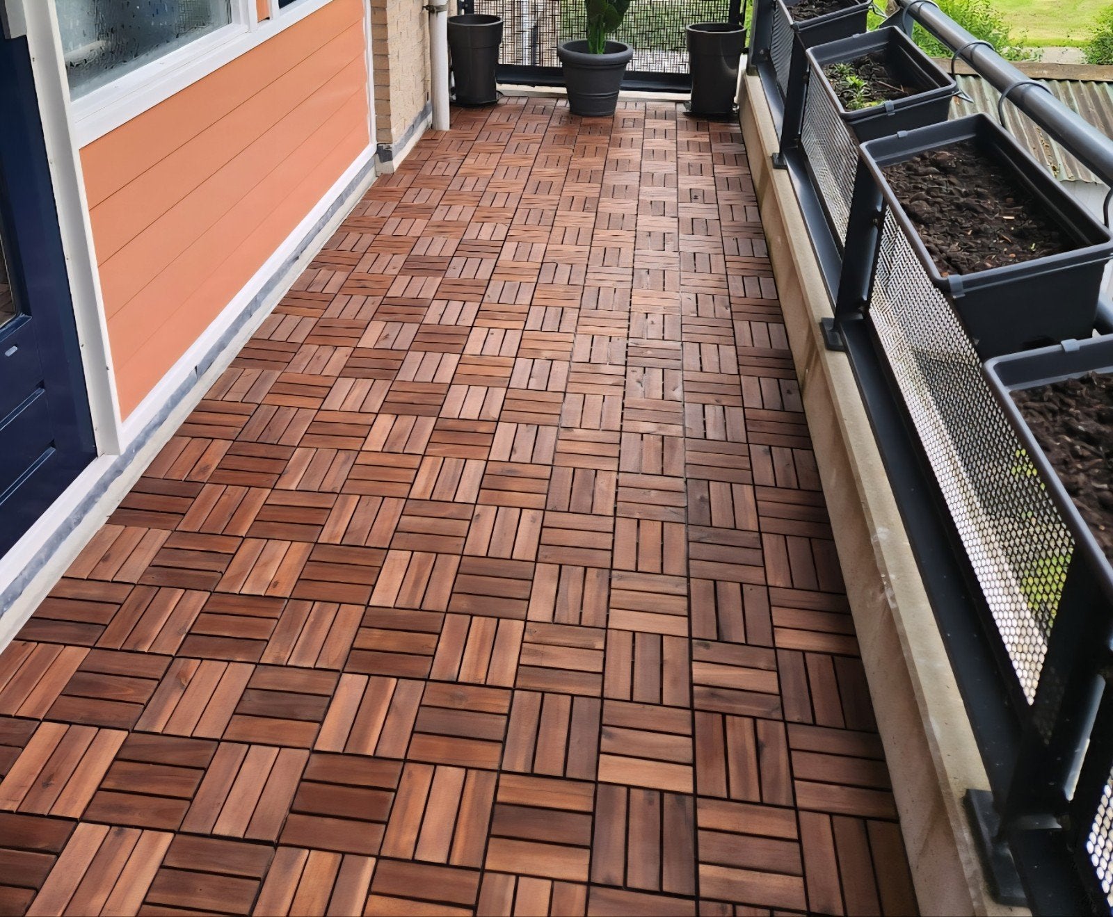 Houten terrastegels voor balkon of tuin, Tuin en Terras, Terrasdelen en Vlonders, Ophalen of Verzenden, Zo goed als nieuw, Hout