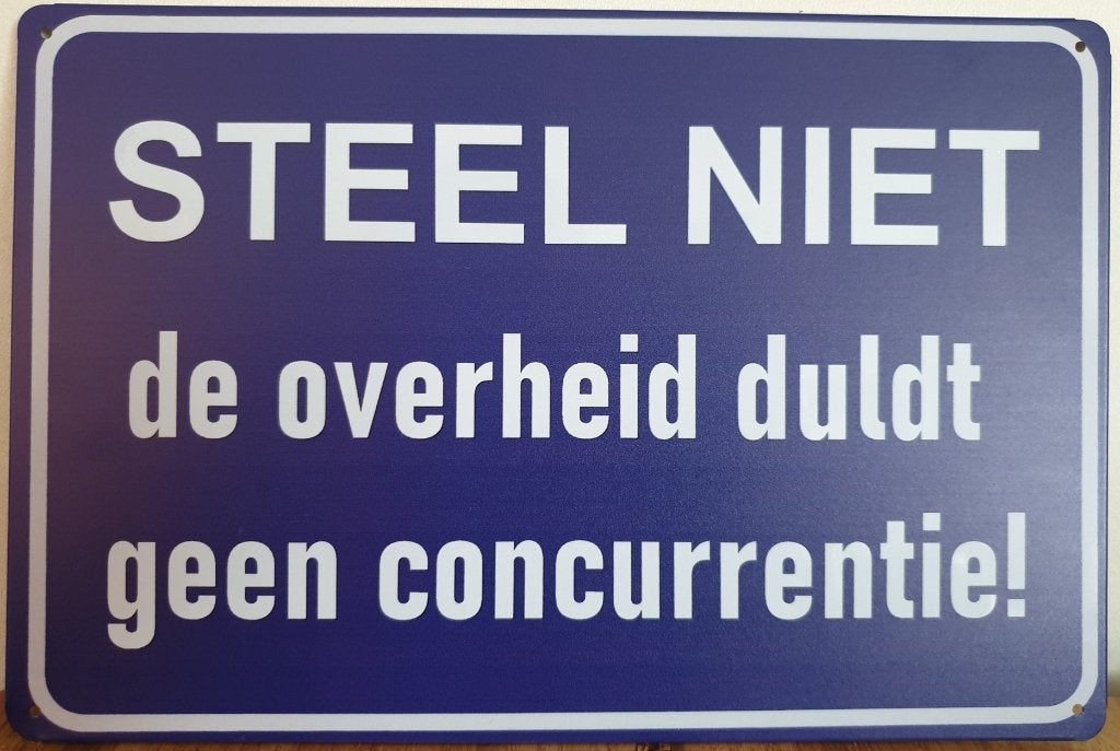 Steel niet overheid concurrentie reclamebord van metaal deco, Info@deconoord.nl, Nieuw, Ophalen of Verzenden, Deco noord