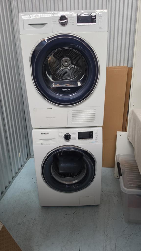 Samsung Wasmachine en Warmtepompdroger Set - 8kg/9kg, 8 tot 10 kg, Ophalen, Zo goed als nieuw, 95 cm of meer