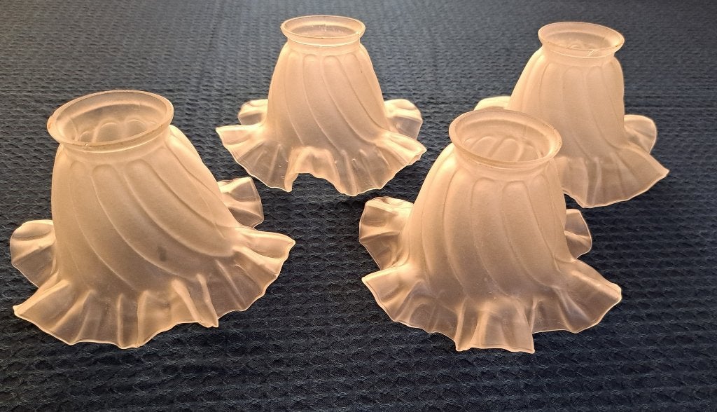 4x glazen rokkapje vintage lampenkapje mat glas, Verzenden