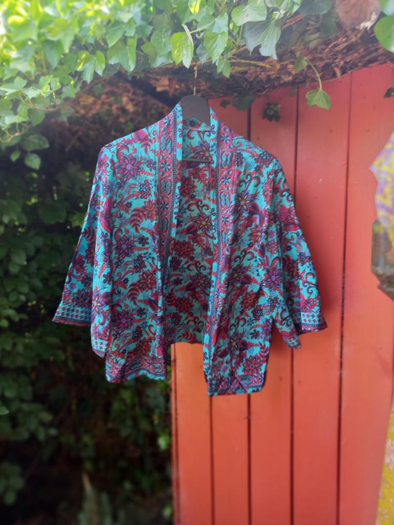 Ibiza/boho kimono kort, Ophalen of Verzenden, Zo goed als nieuw, Maat 42/44 (L), Overige kleuren