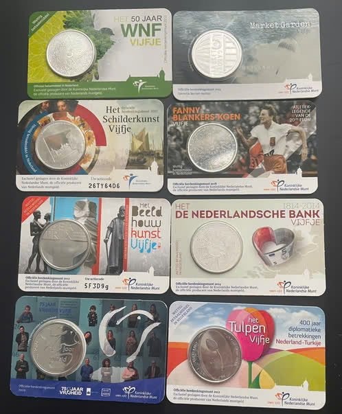 Coincards zwaar verzilverde €5-, Ophalen of Verzenden, Overige waardes, Losse munt