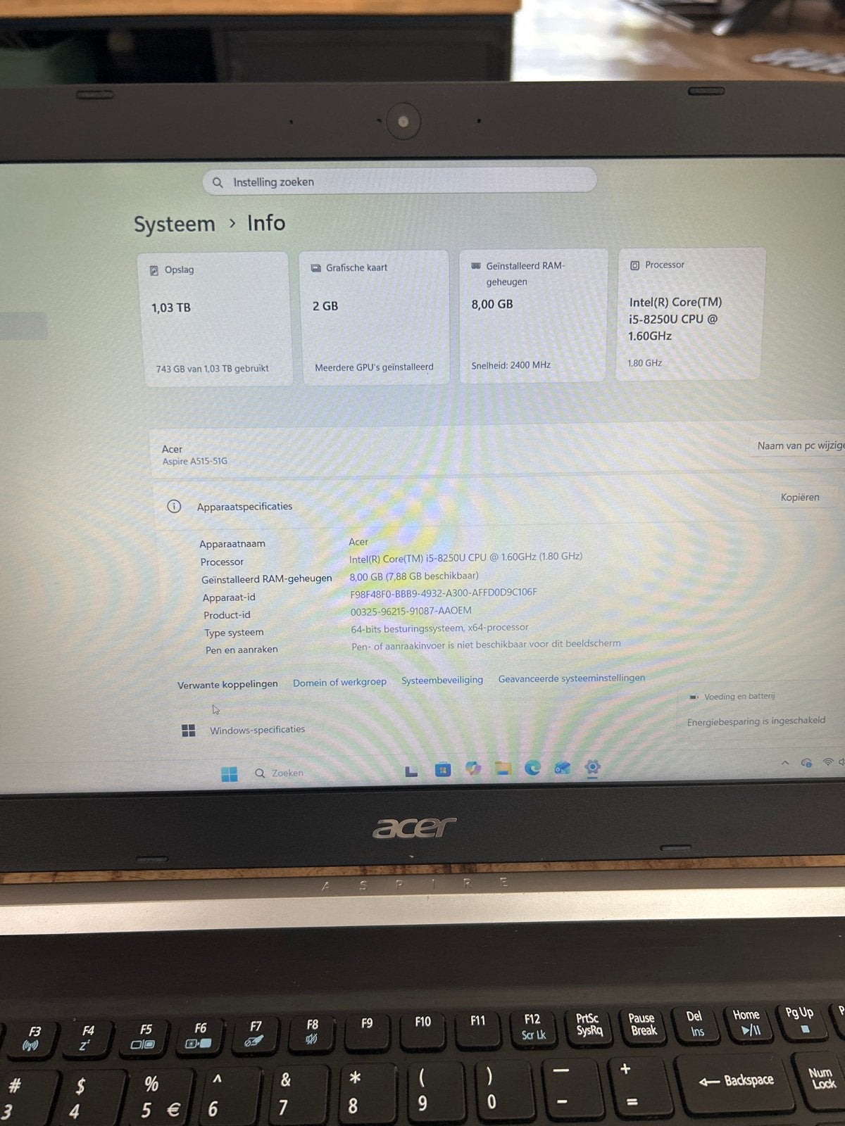 Acer Aspire 5 A515-51G Laptop - i5-8250U, 8GB RAM, 1.1TB Ops, Ophalen, 2 tot 3 Ghz, 8 GB, Zo goed als nieuw
