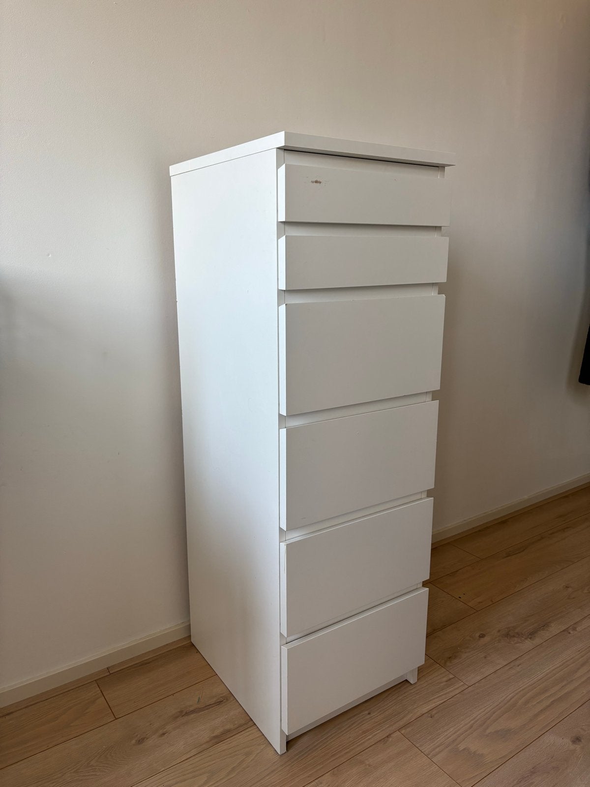 Ikea Malm ladekast met 6 lades en spiegel wit, Ophalen, Overige materialen, Minder dan 50 cm, Gebruikt