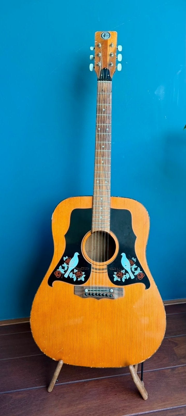 Vintage Kay Western Gitaar met unieke duiven decoratie, Muziek en Instrumenten, Ophalen, Gebruikt, Western- of Steelstringgitaar