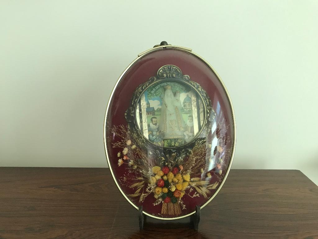 Lijst kader ovaal decor Scherpenheuvel bloemen bol glas, Antiek en Kunst, Curiosa en Brocante, Ophalen of Verzenden