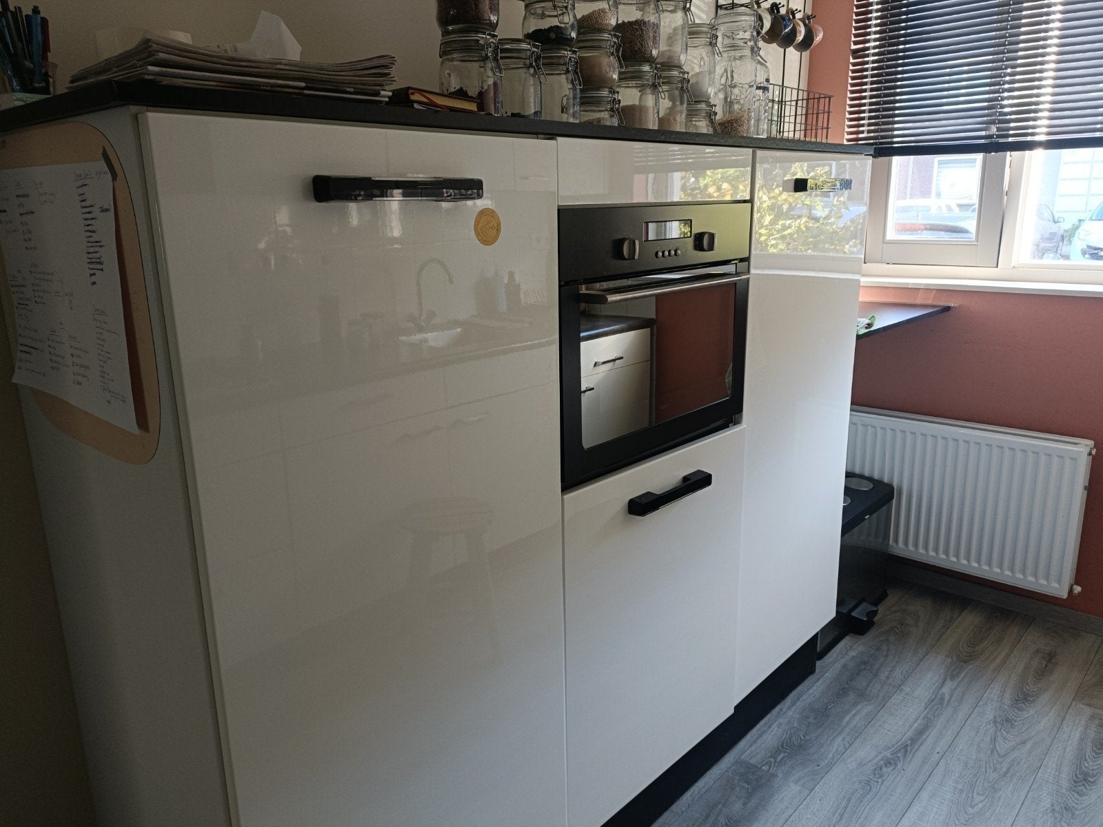 Compacte inbouwblokkeuken met apparatuur en extra kastje, Ophalen, Gebruikt, Wit, Enkelwandige keuken