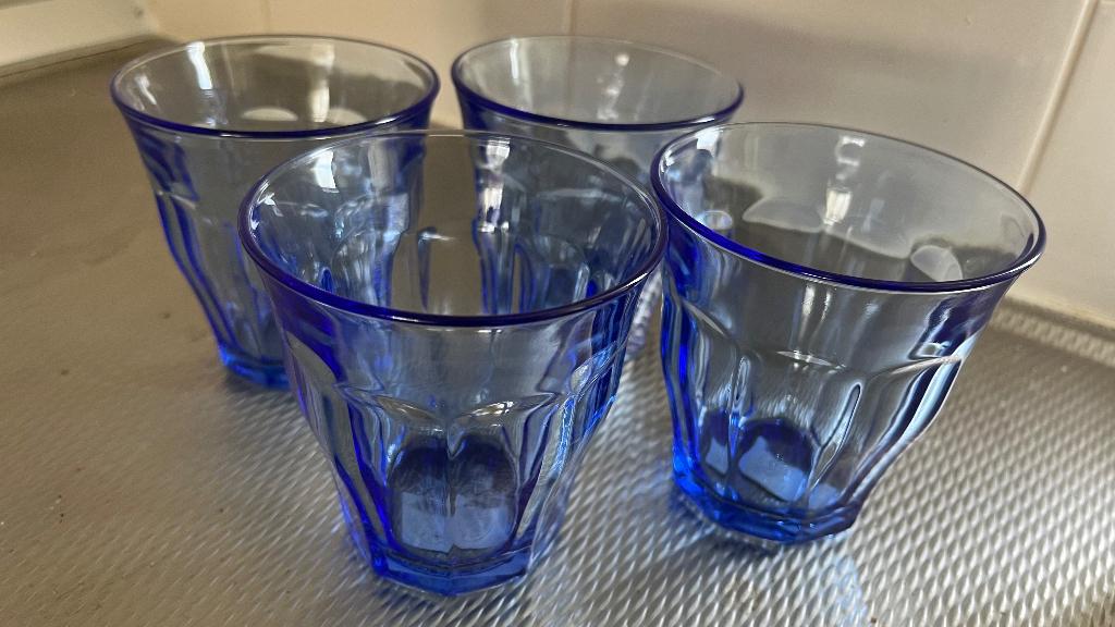 4 drinkglazen Duralex, Verzamelen, Glas en Borrelglaasjes, Ophalen of Verzenden, Zo goed als nieuw, Waterglas