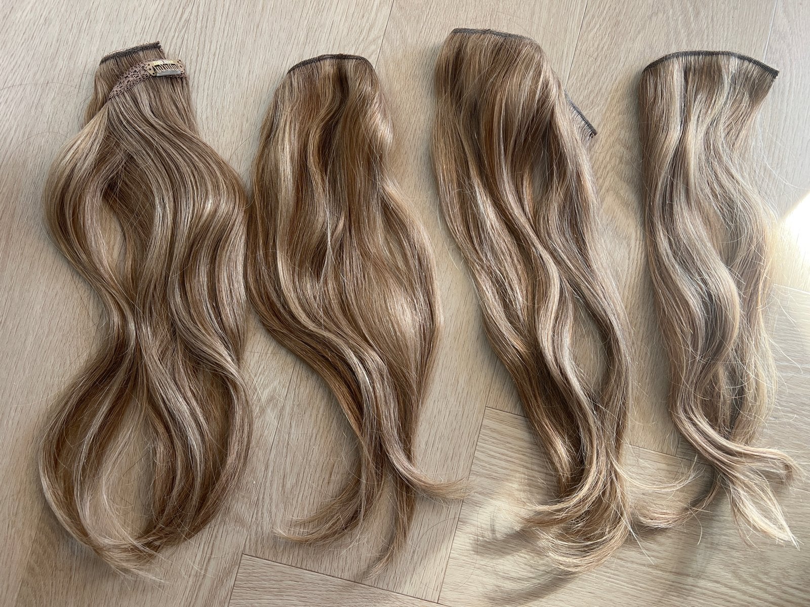 Zascha Hair Extensions - Donkerblond 40cm 120g met clips, Ophalen of Verzenden, Zo goed als nieuw, Pruik of Haarverlenging