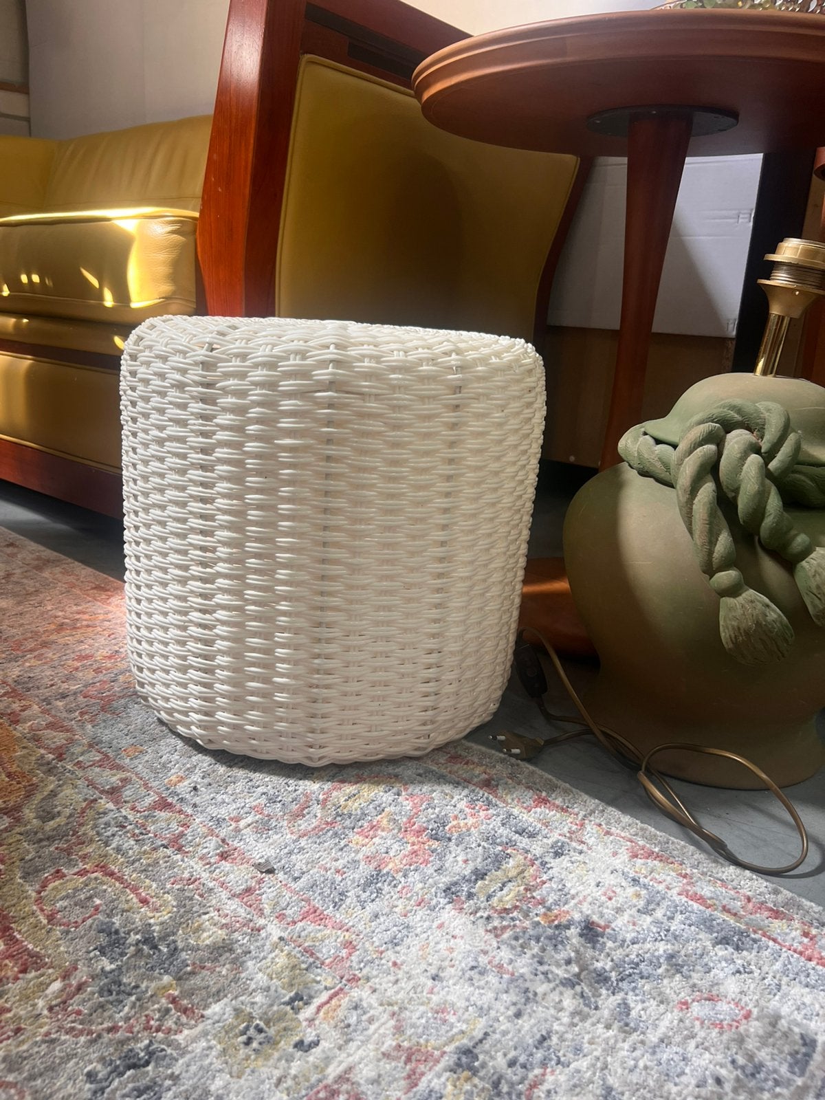 Multifunctionele Witte Kruk / Bijzettafel / Pof - 38 cm, D, Kunststof, Rond, Minder dan 50 cm