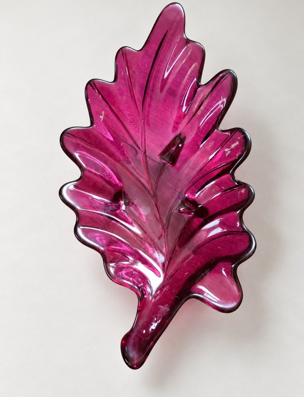 Magenta Bladvormige Schaal - Vidrios San Miguel, Ophalen of Verzenden