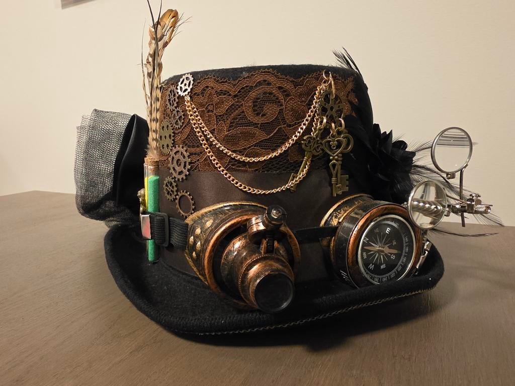 Steampunk hoge hoed, Ophalen of Verzenden, Gebruikt, Handschoenen, Hoed of Pet