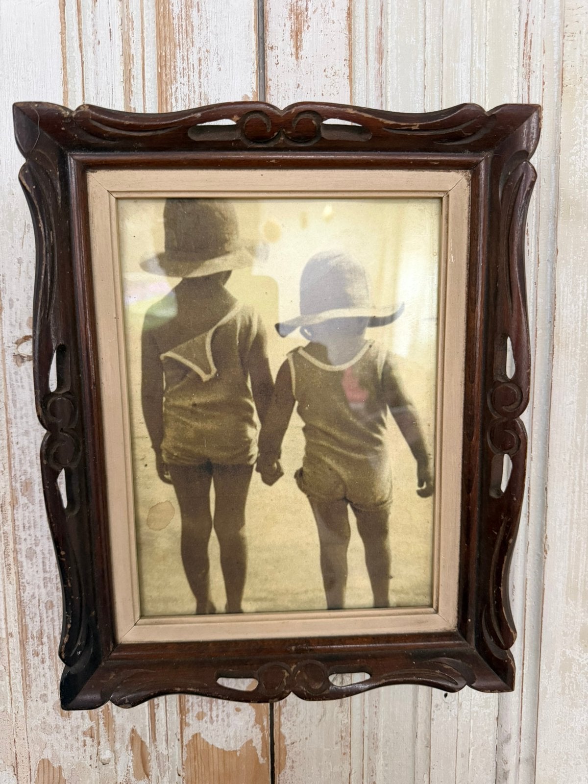 Oude lijst met kinder strand prent, Antiek en Kunst, Ophalen of Verzenden