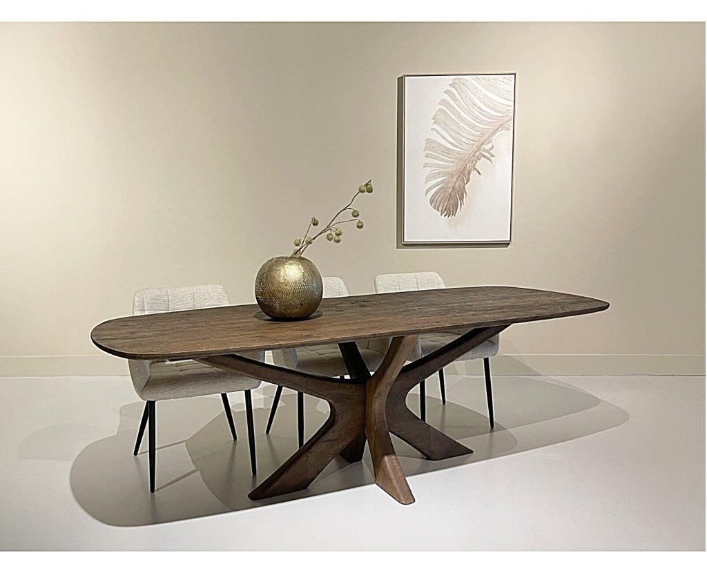 Mangohouten eettafel 220 cm ovaal Brix Montreaux Brown