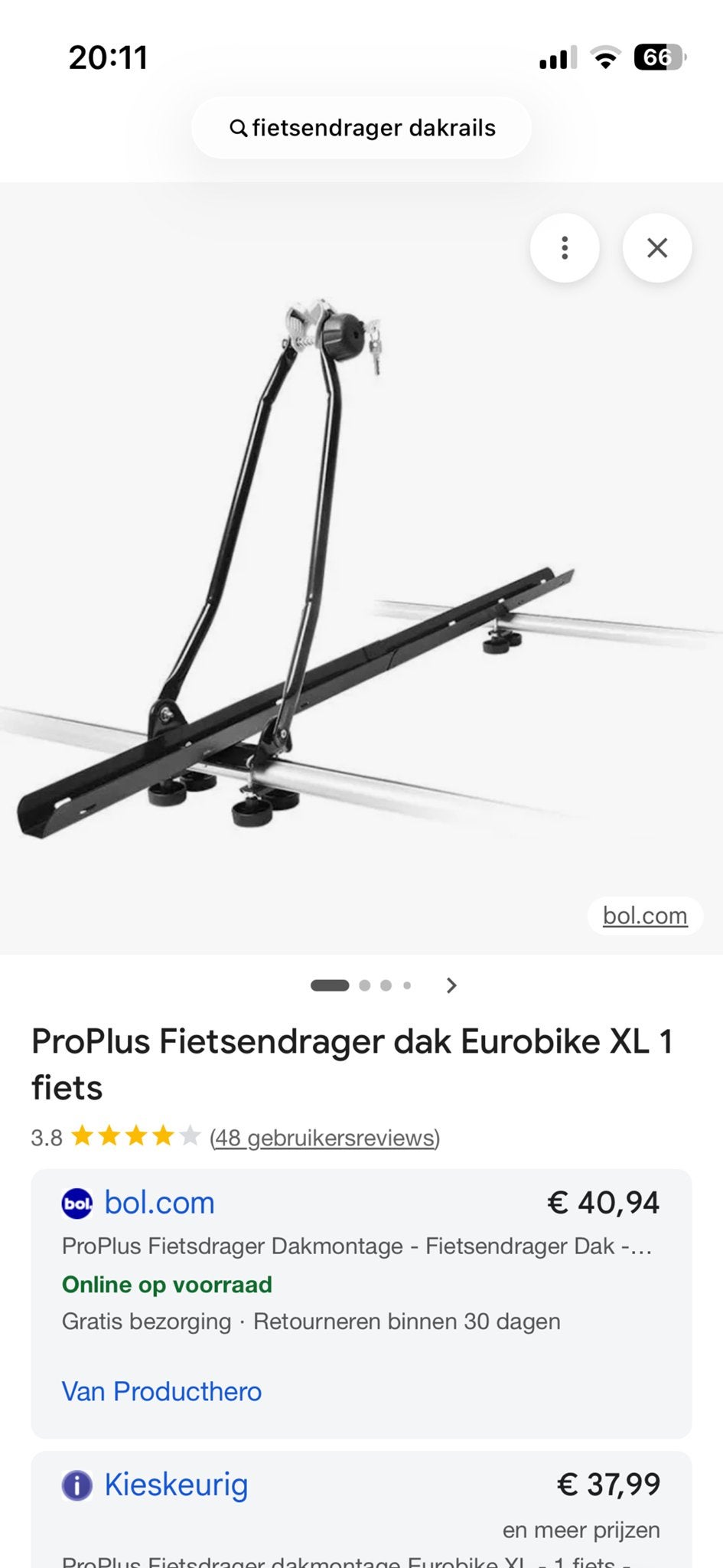 ProPlus Fietsendrager dak Eurobike XL 1 fiets, Ophalen of Verzenden, 1 fiets, Nieuw, Dakdrager
