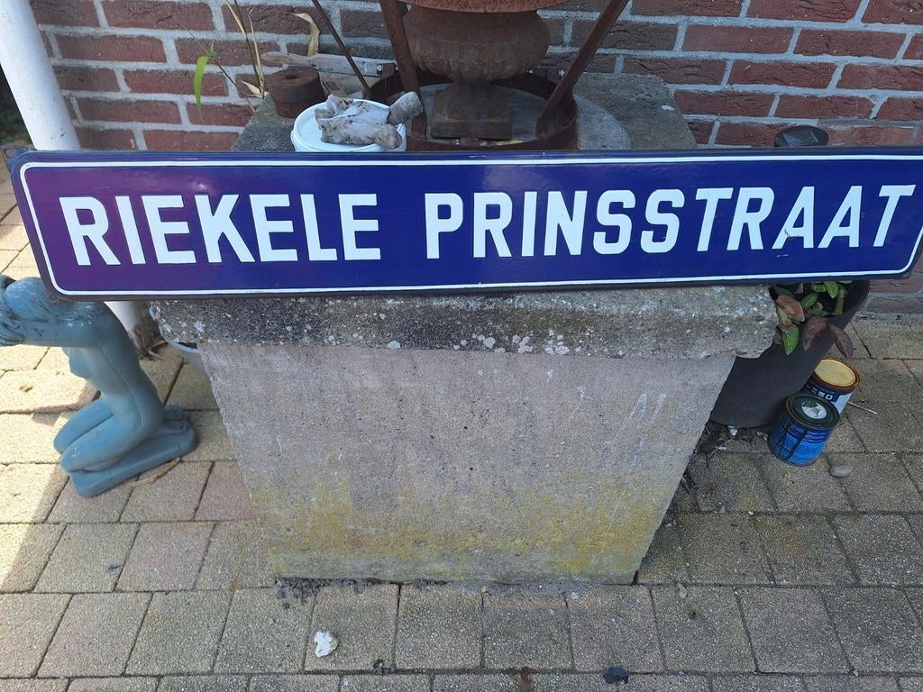 Emaille straatnaambord RIEKELE PRINSSTRAAT, Antiek en Kunst, Ophalen