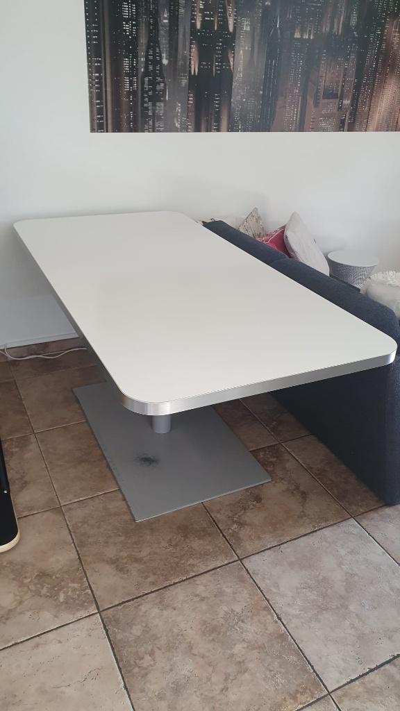 Eettafel wit - RVS look rand, Ophalen, Overige houtsoorten, 200 cm of meer, 50 tot 100 cm