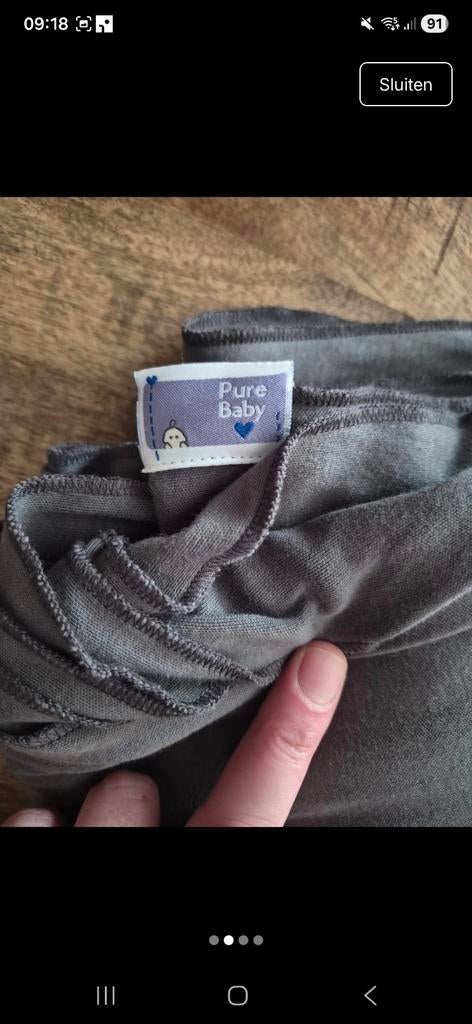 Pure Baby Grijze Rekbare Draagdoek, Overige merken, Draagdoek, Ophalen of Verzenden, Zo goed als nieuw