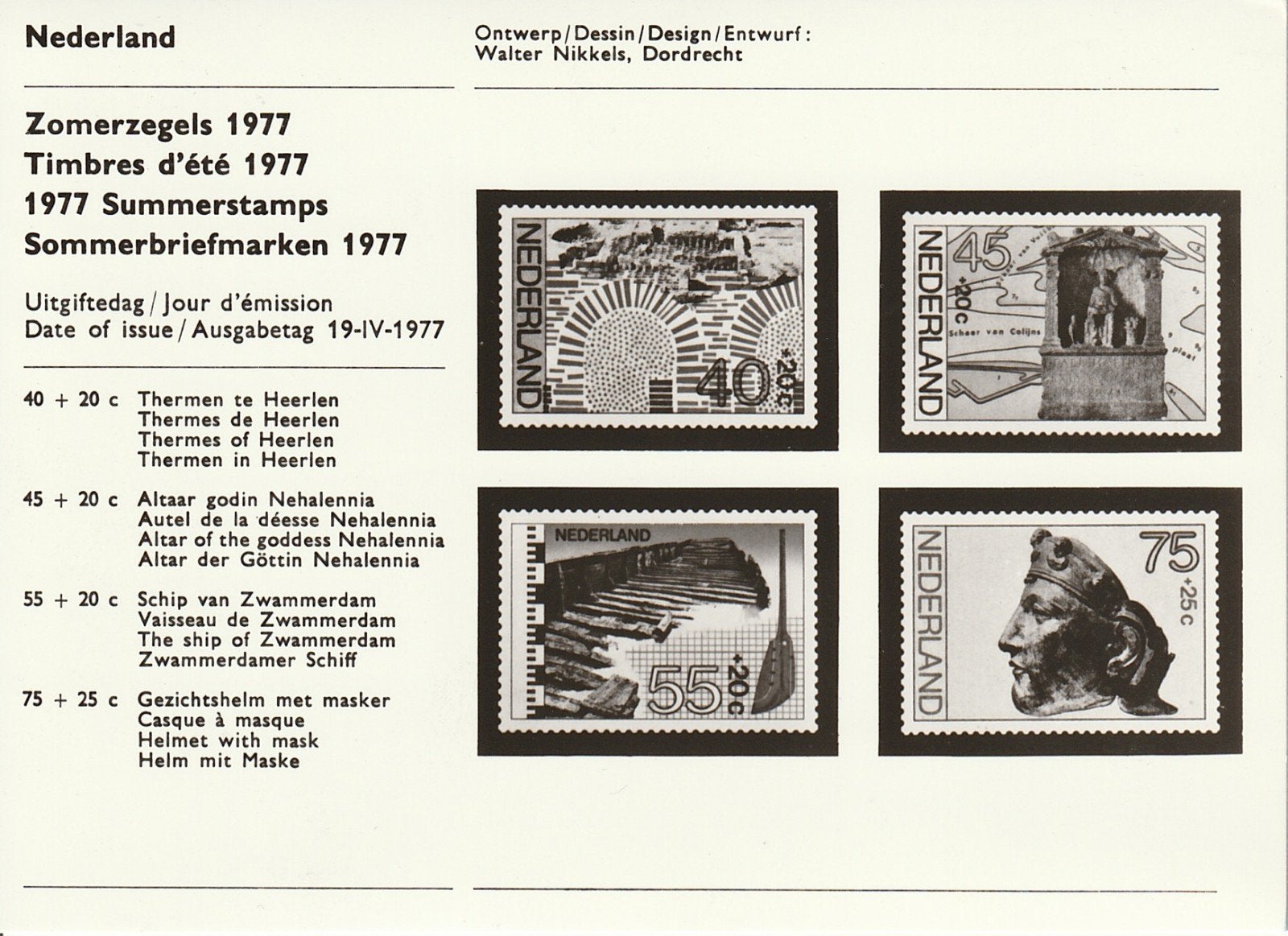 Foto ontwerp zomerzegels 1977 met PTT brief, Ophalen of Verzenden, Na 1940, Postfris
