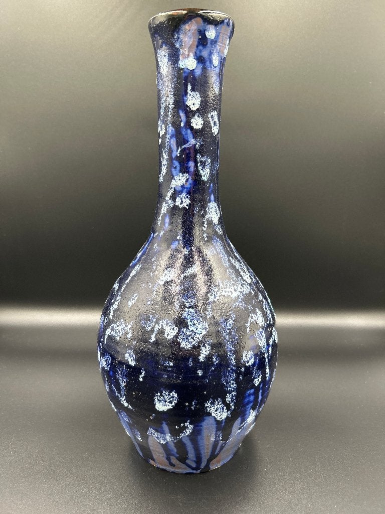 Blauw-Witte Keramieken Vaas – 33 cm Hoog, Huis en Inrichting, Woonaccessoires | Vazen, Zo goed als nieuw, Blauw, Ophalen of Verzenden