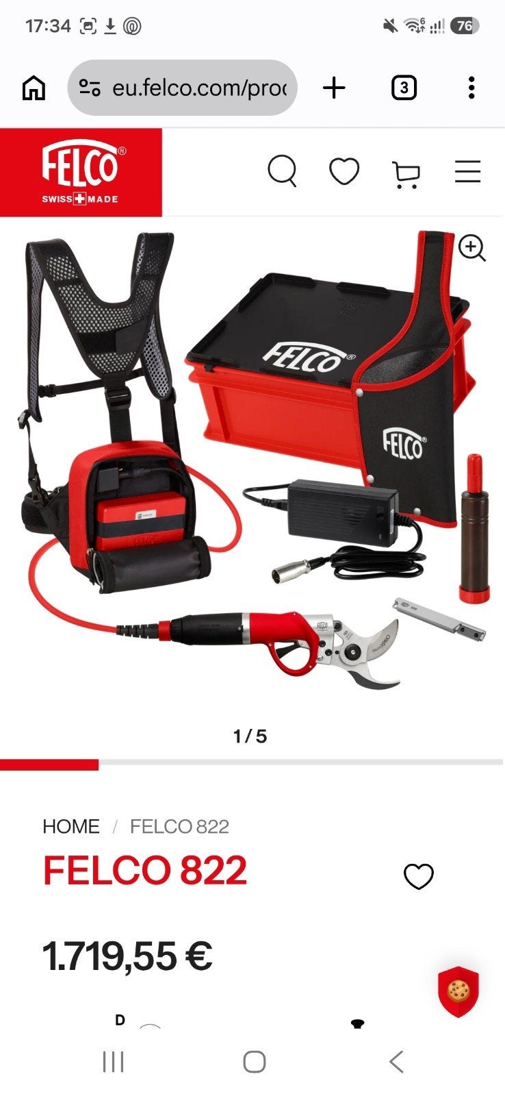 Felco snoeischaar op accu gebruikt, Ophalen of Verzenden, Minder dan 20 mm