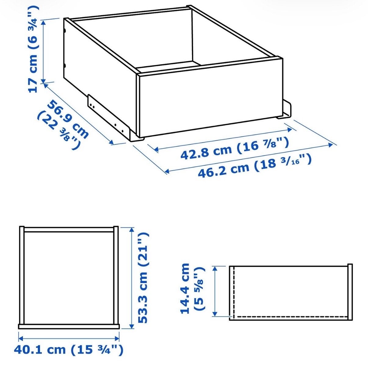 IKEA Pax Komplement lade 58x50 cm compleet met rail, Ophalen, Gebruikt, 1 of 2 laden, 50 tot 100 cm