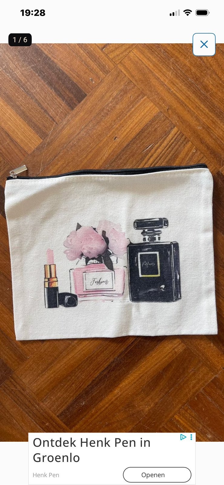 Make-up tasje met parfum en lippenstift print, Ophalen of Verzenden, Nieuw, Dame