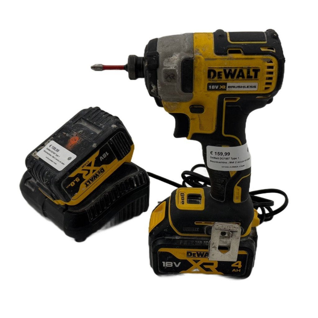 DeWalt DCF887 Type 1 Boormachine | Met 2 accus en lader, Doe-het-zelf en Verbouw, Gereedschap | Boormachines, Zo goed als nieuw