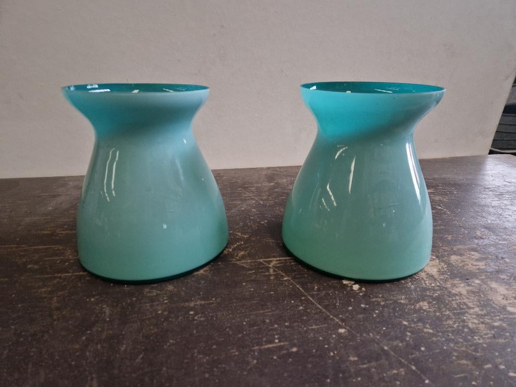 2 mooie mintgroene vazen Hema boeketvaas, Huis en Inrichting, Woonaccessoires | Vazen, Overige kleuren, Ophalen of Verzenden, Minder dan 50 cm