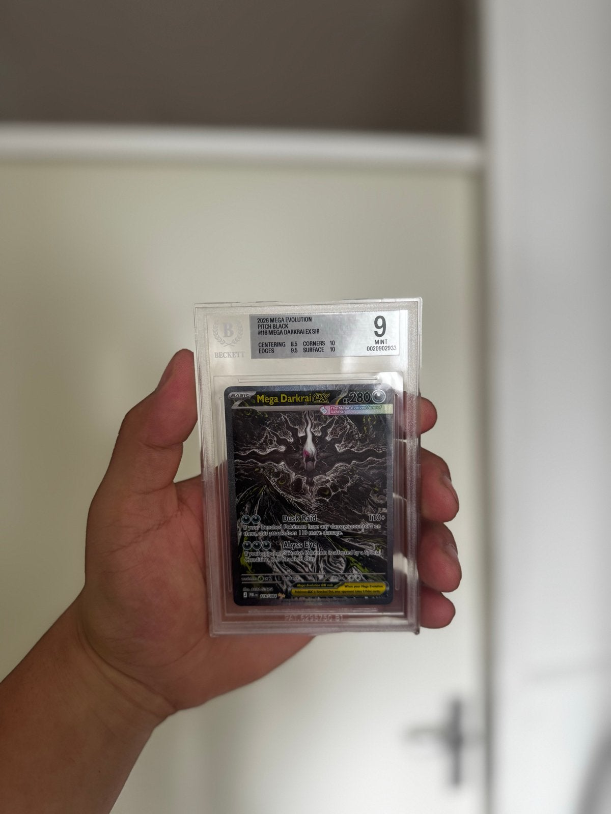 Mega Darkrai ex 116/084 Beckett BGS 9 MINT - Pitch Black, Ophalen of Verzenden, Zo goed als nieuw, Losse kaart