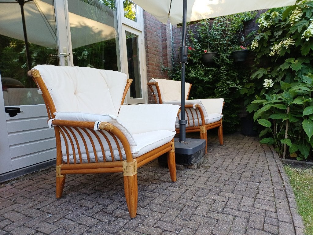 Twee luxe lounge stoelen., Ophalen, Gebruikt, Rotan