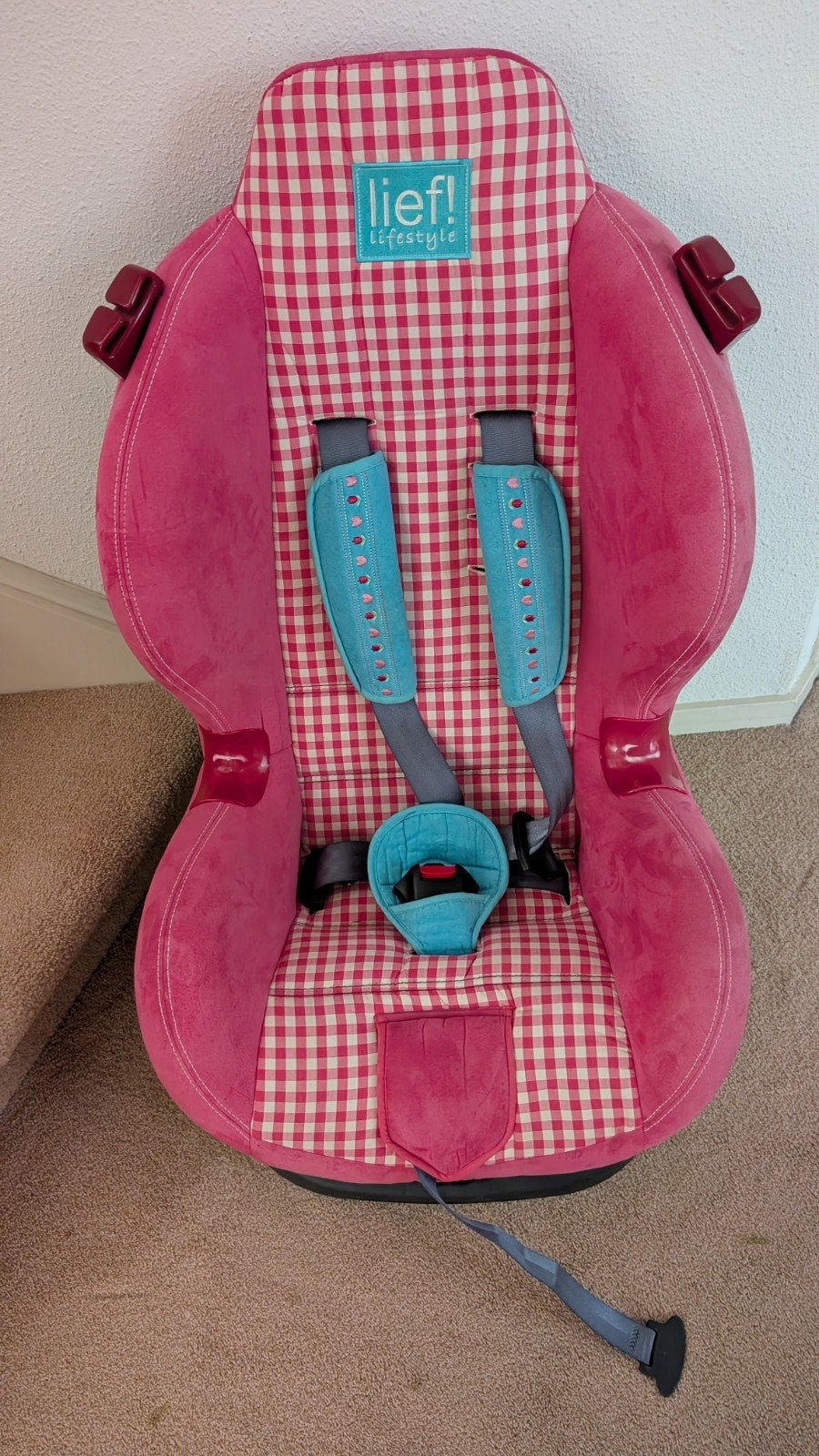 Lief! Lifestyle Autostoel Roze - Gebruikt, 9 t/m 18 kg, Verstelbare rugleuning, Ophalen, Overige merken