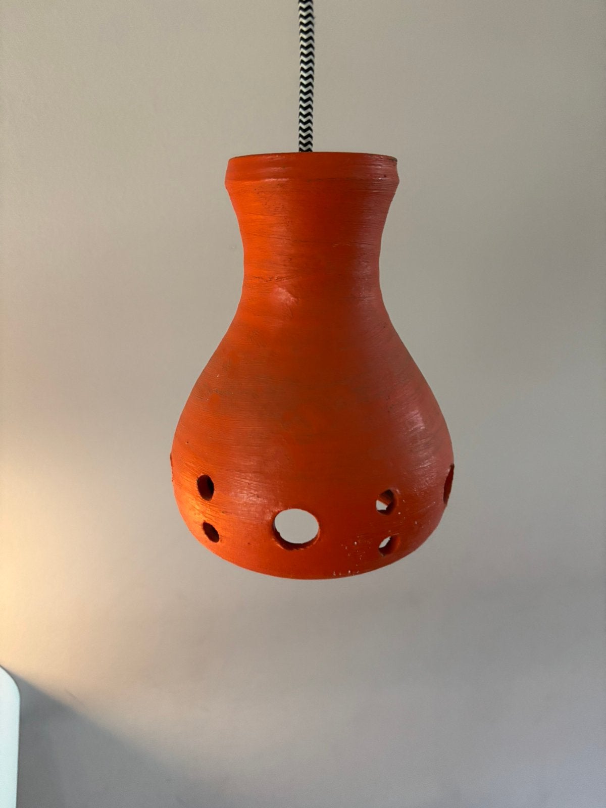 Vintage retro oranje lamp keramiek, *, Gebruikt, Keramiek, *