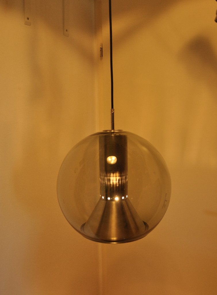 Raak Globe | Hanglamp | F. Ligtelijn | B-1041 | Origineel, Ophalen of Verzenden, Zo goed als nieuw, Glas, Vintage | Mid century | 60ties | Design | Bollamp | Kwaliteit |