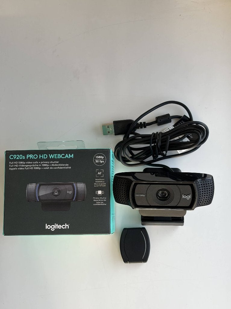 Logitech C920s Pro HD Webcam – 1080p, Privacy Shutter, Computers en Software, Webcams, Gebruikt, Verzenden, Logitech, Monitorclip