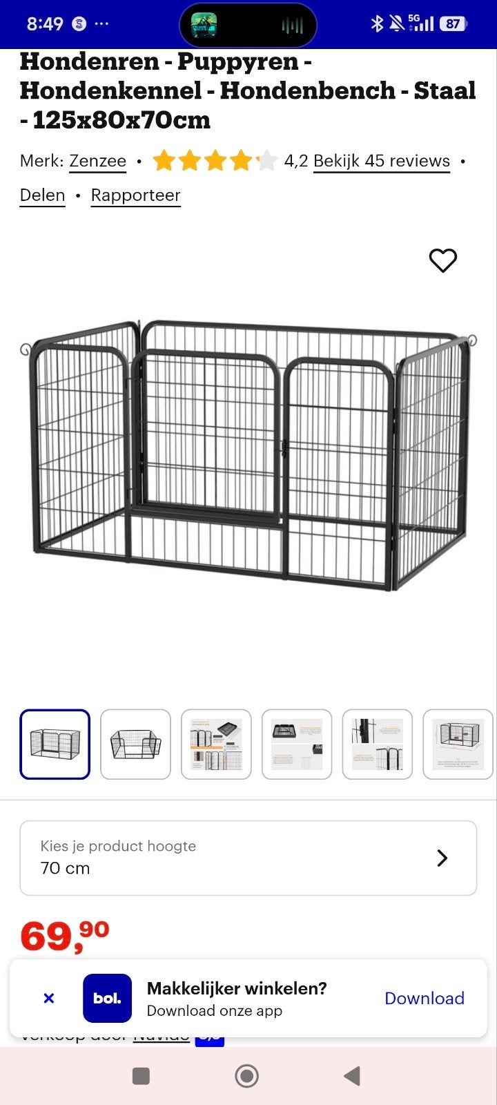 Honden bench / puppy ren, Dieren en Toebehoren, Hondenbenches, Ophalen, Zo goed als nieuw