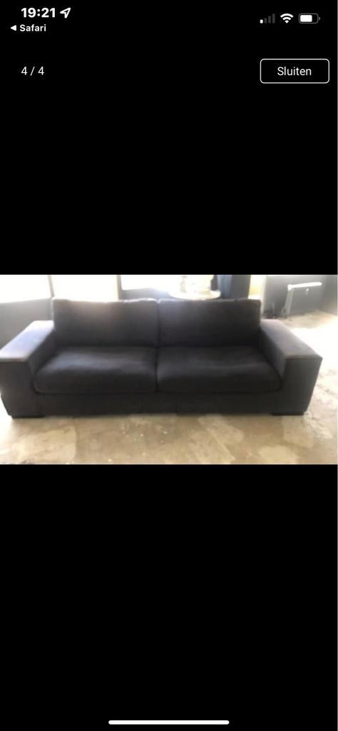 Donkergrijze linnen 3-persoons bank van PTMD, 250 tot 300 cm, Gebruikt, Driepersoons, 75 tot 100 cm