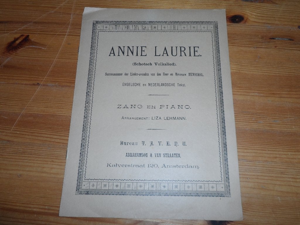 Annie laurie - arr. Liza lehmann, Zang, Gebruikt, Ophalen of Verzenden, Artiest of Componist