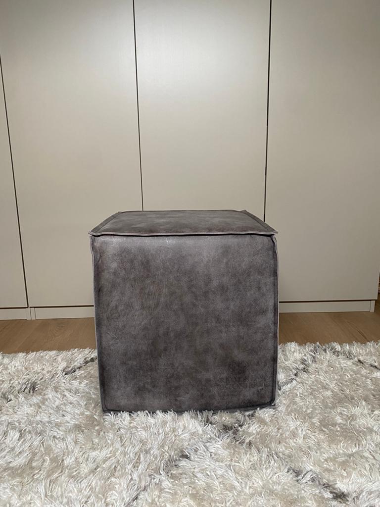 Leren hocker!, Ophalen, Minder dan 50 cm, Vierkant, Leer